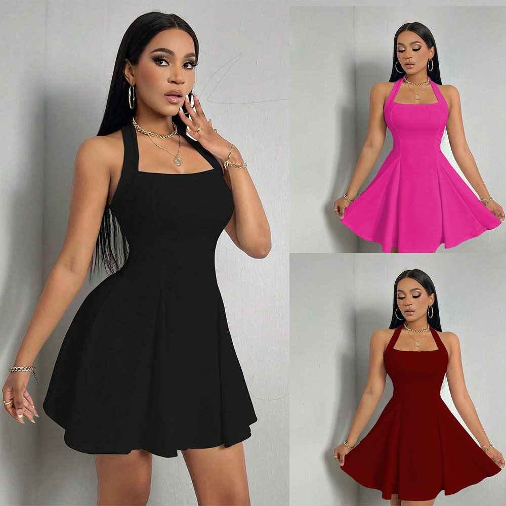 Y2K New Women Sexy Halter Back - огляд і ціна Y2K Backless Halter Mini Dress