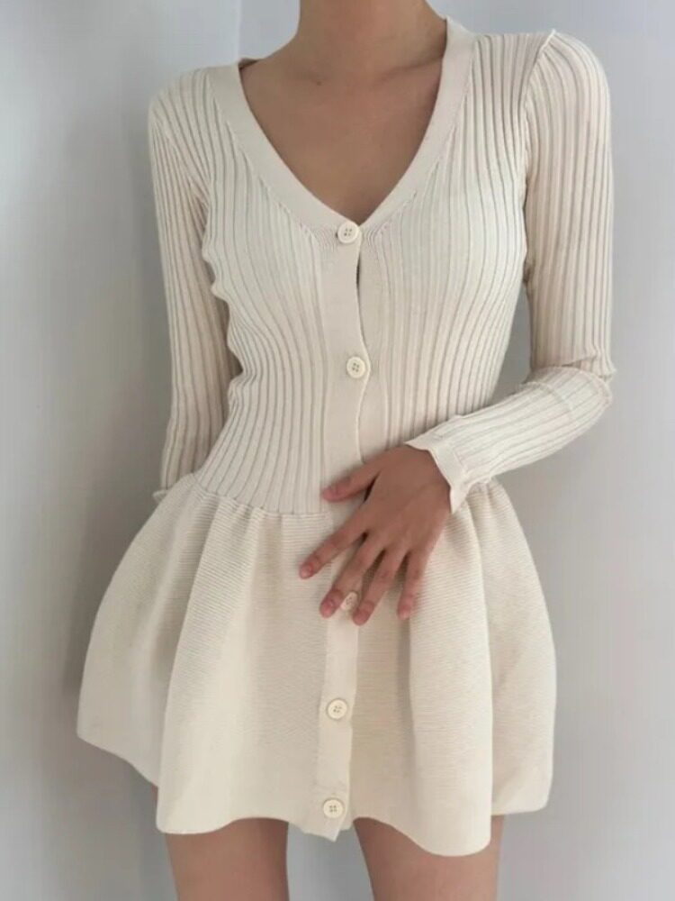 Women's White Knit A-Line Dres - огляд і ціна French Vintage Floral Midi Dress