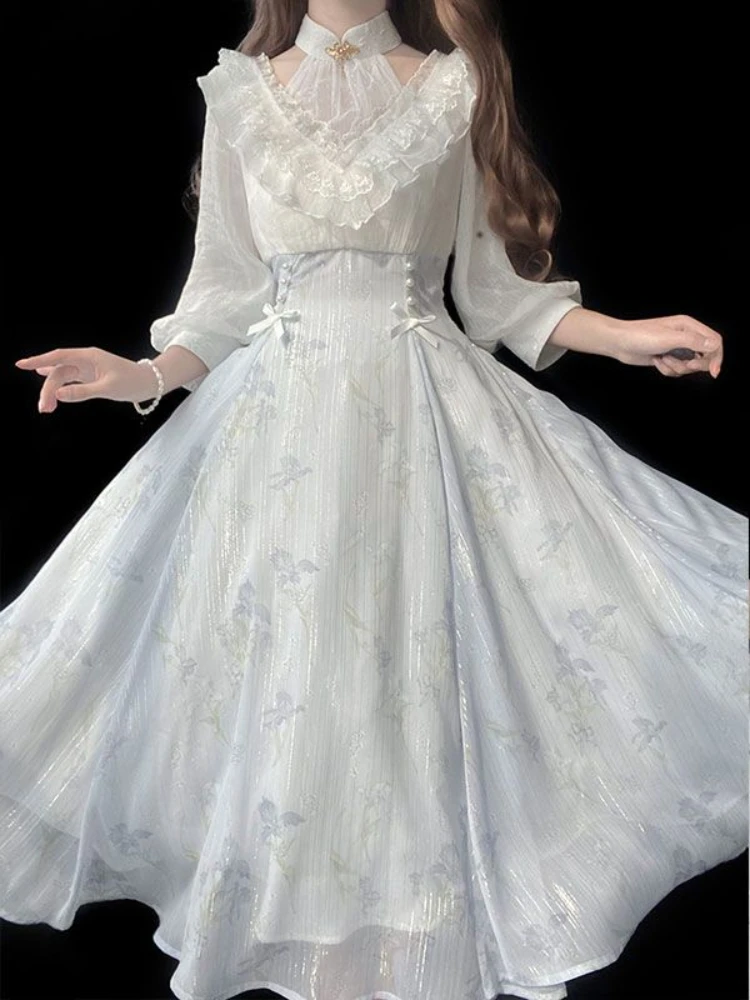 Women Floral Lolita One Piece  - огляд і ціна French Vintage Floral Midi Dress