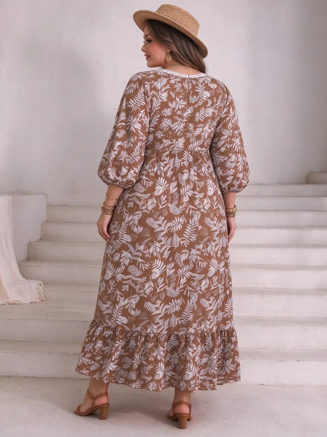 Plus Size Women Leaf Floral Ma - огляд і ціна Boho Summer Beach Maxi Dress