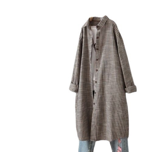Vintage Cotton Linen Striped S - огляд і ціна Casual Loose Linen Shirt Dress