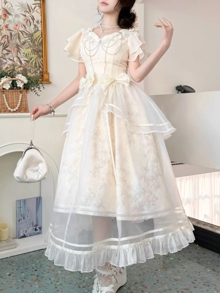 Forest Style Sweet Vintage Bow - огляд і ціна French Vintage Floral Midi Dress