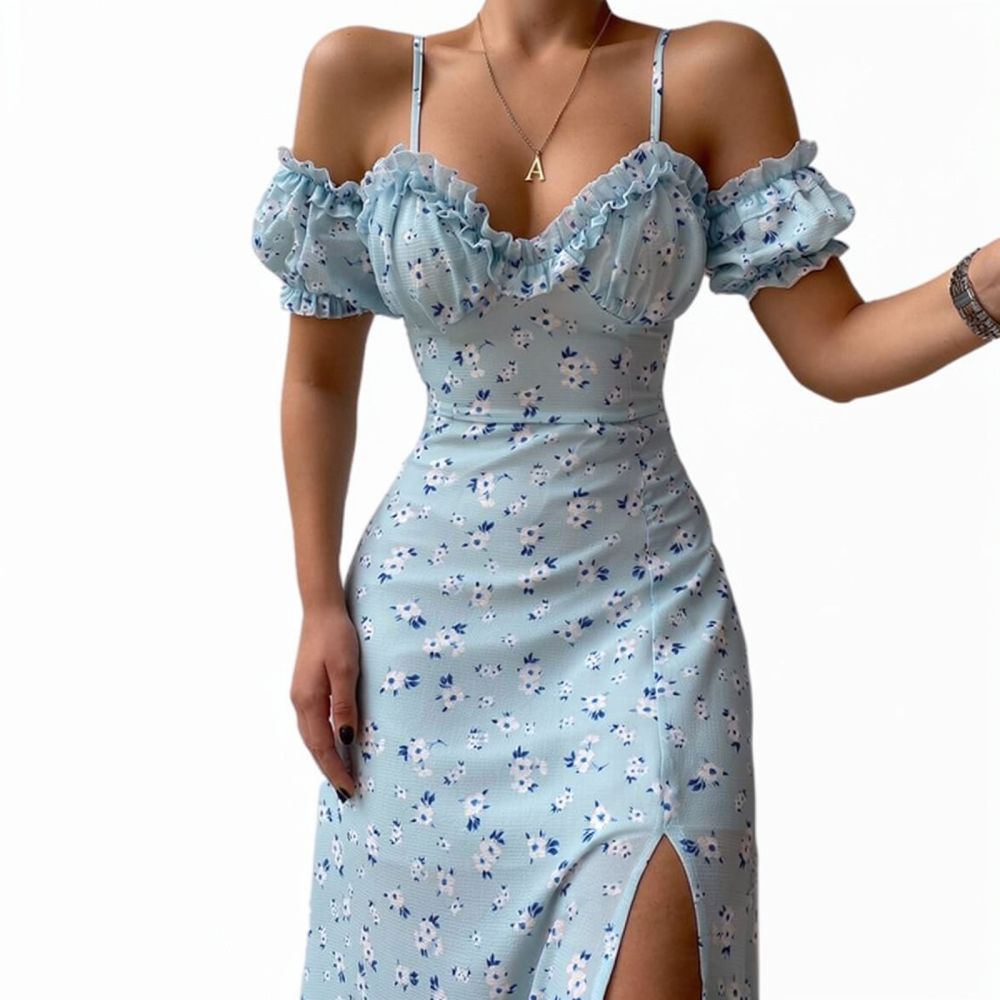 Women Summer Floral Dress Fren - огляд і ціна French Vintage Floral Midi Dress
