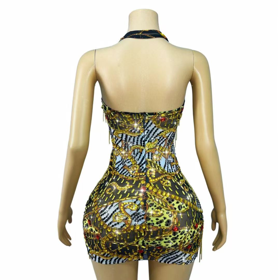Sparkly Gold Rhinestones Chain - огляд і ціна Sparkly Rhinestone Club Party Dress