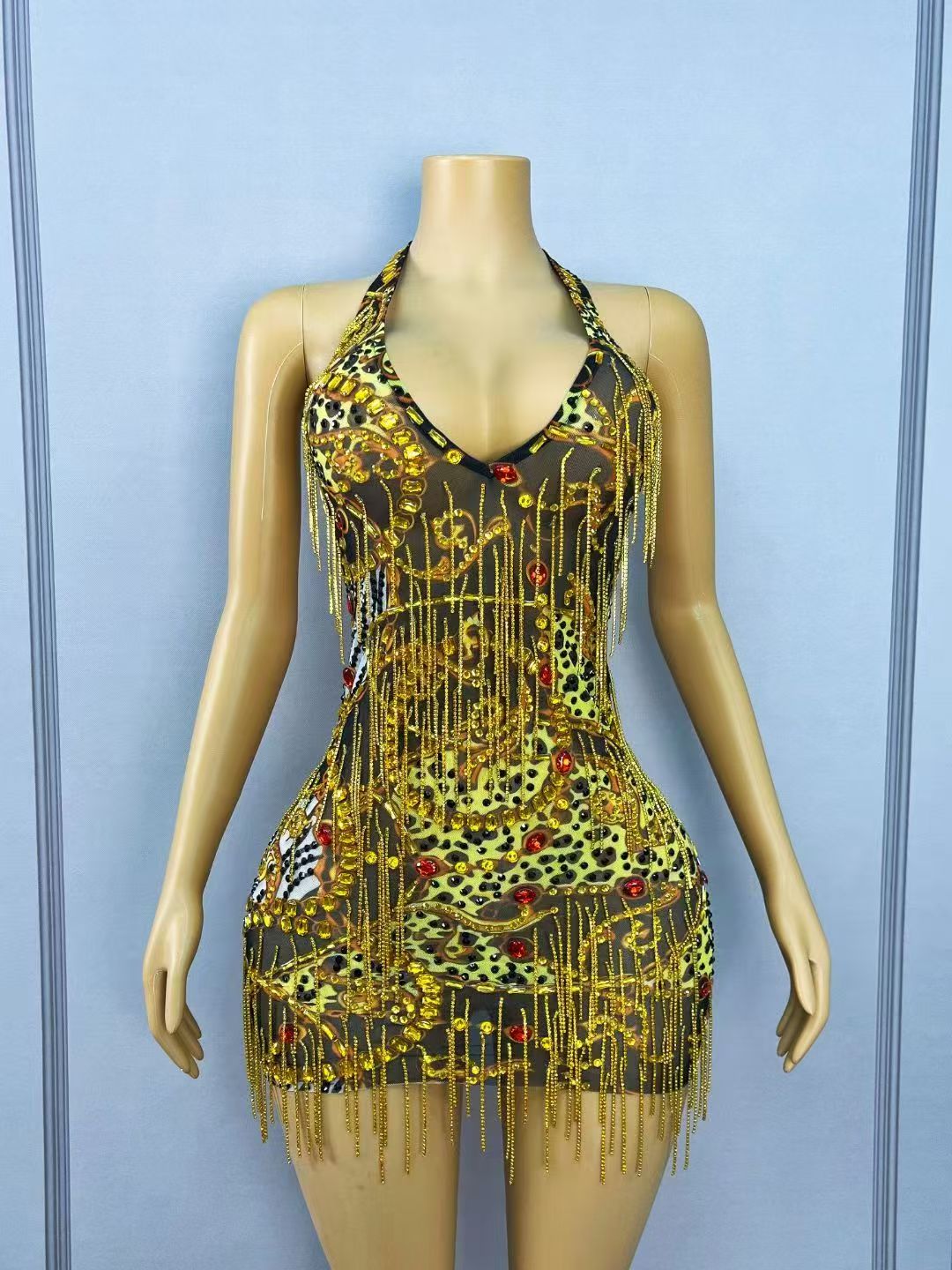 Sparkly Gold Rhinestones Chain - огляд і ціна Sparkly Rhinestone Club Party Dress