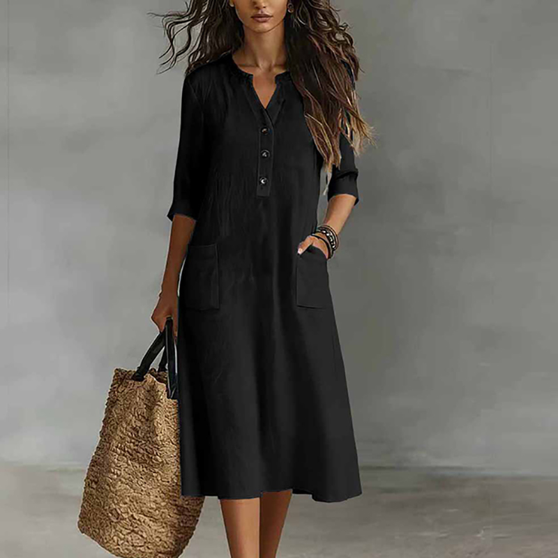 Women Casual Solid Color Half  - огляд і ціна Boho Summer Beach Maxi Dress