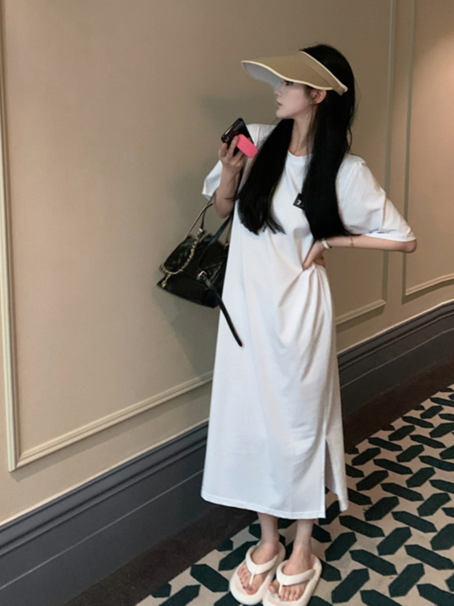 Black Short Sleeve T-Shirt Dre - огляд і ціна Korean Style A Line Shirt Dress