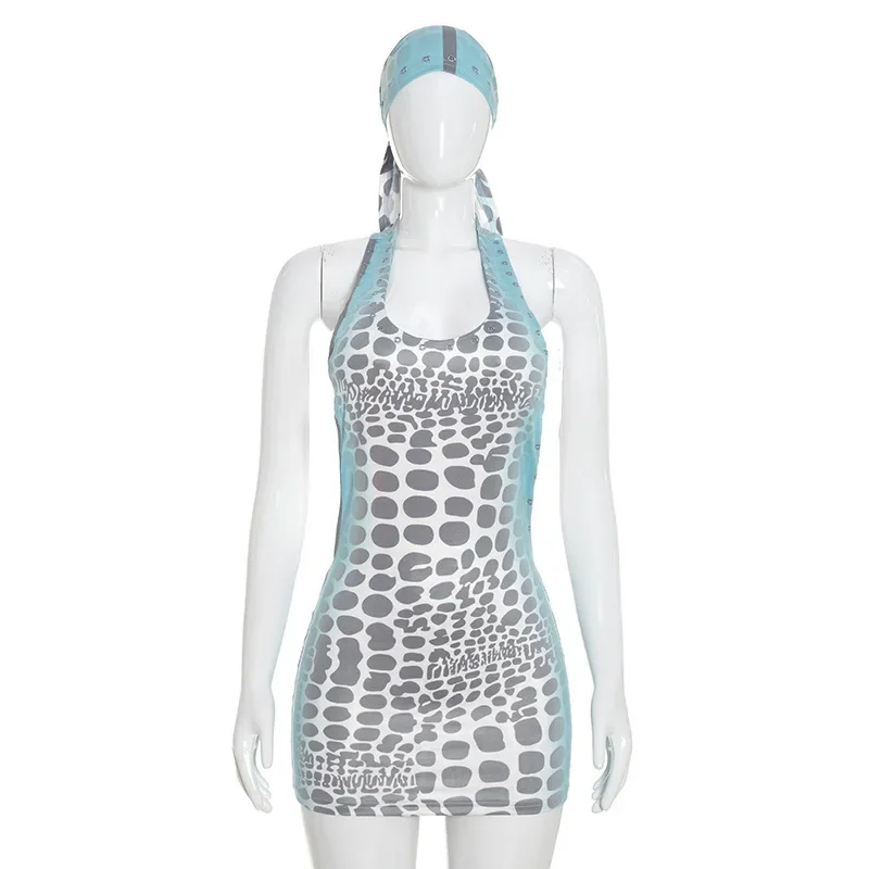 Sexy Halter Rivet Mini Dress W - огляд і ціна Y2K Backless Halter Mini Dress