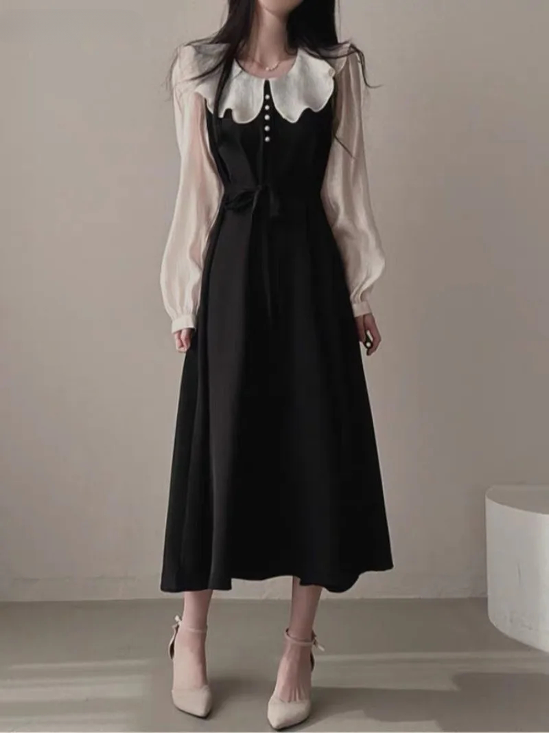 Long Sleeve Dresses Women Fren - огляд і ціна French Vintage Floral Midi Dress
