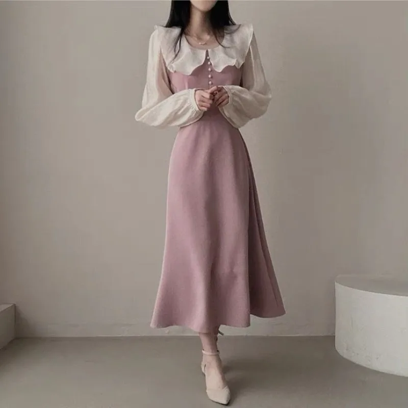 Long Sleeve Dresses Women Fren - огляд і ціна French Vintage Floral Midi Dress