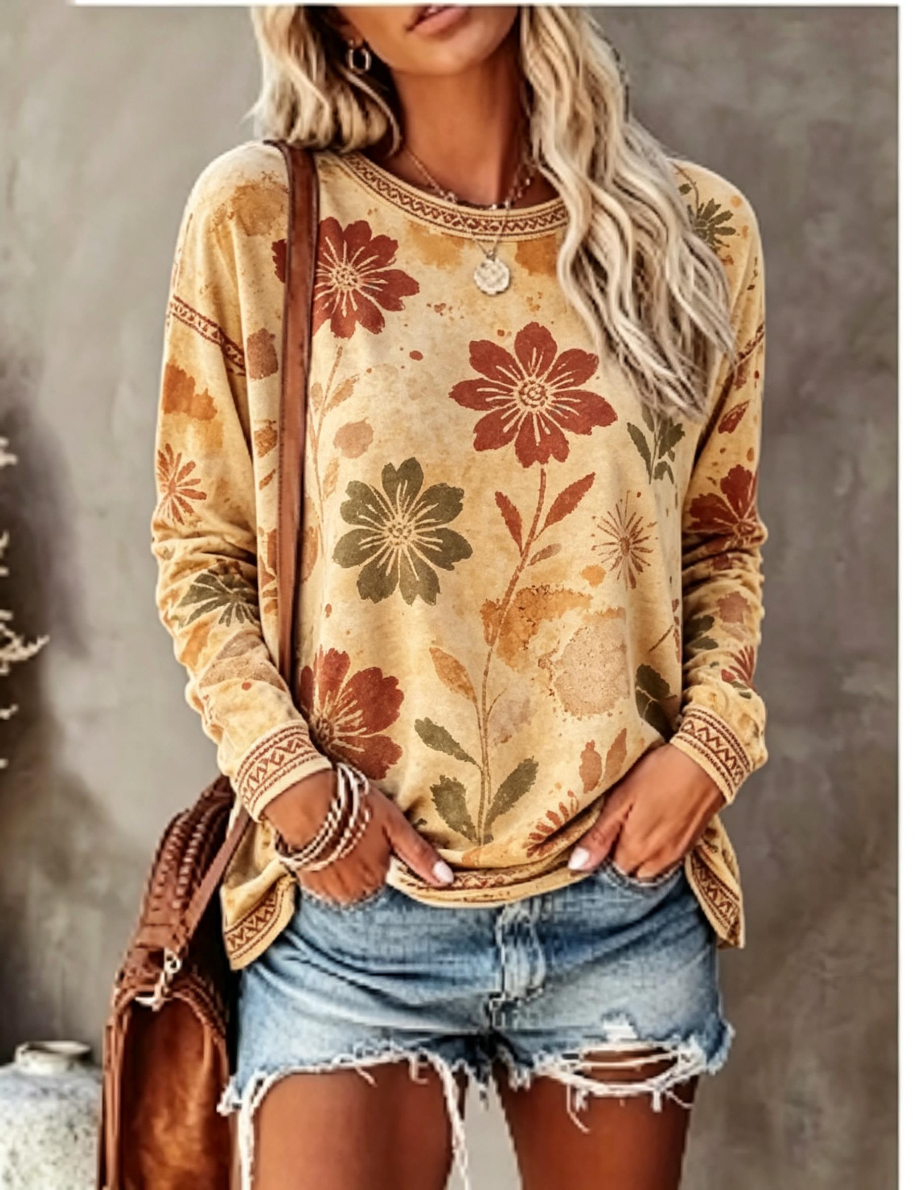 Women Crew Neck Long Sleeve T‑ - огляд і ціна Blouses
